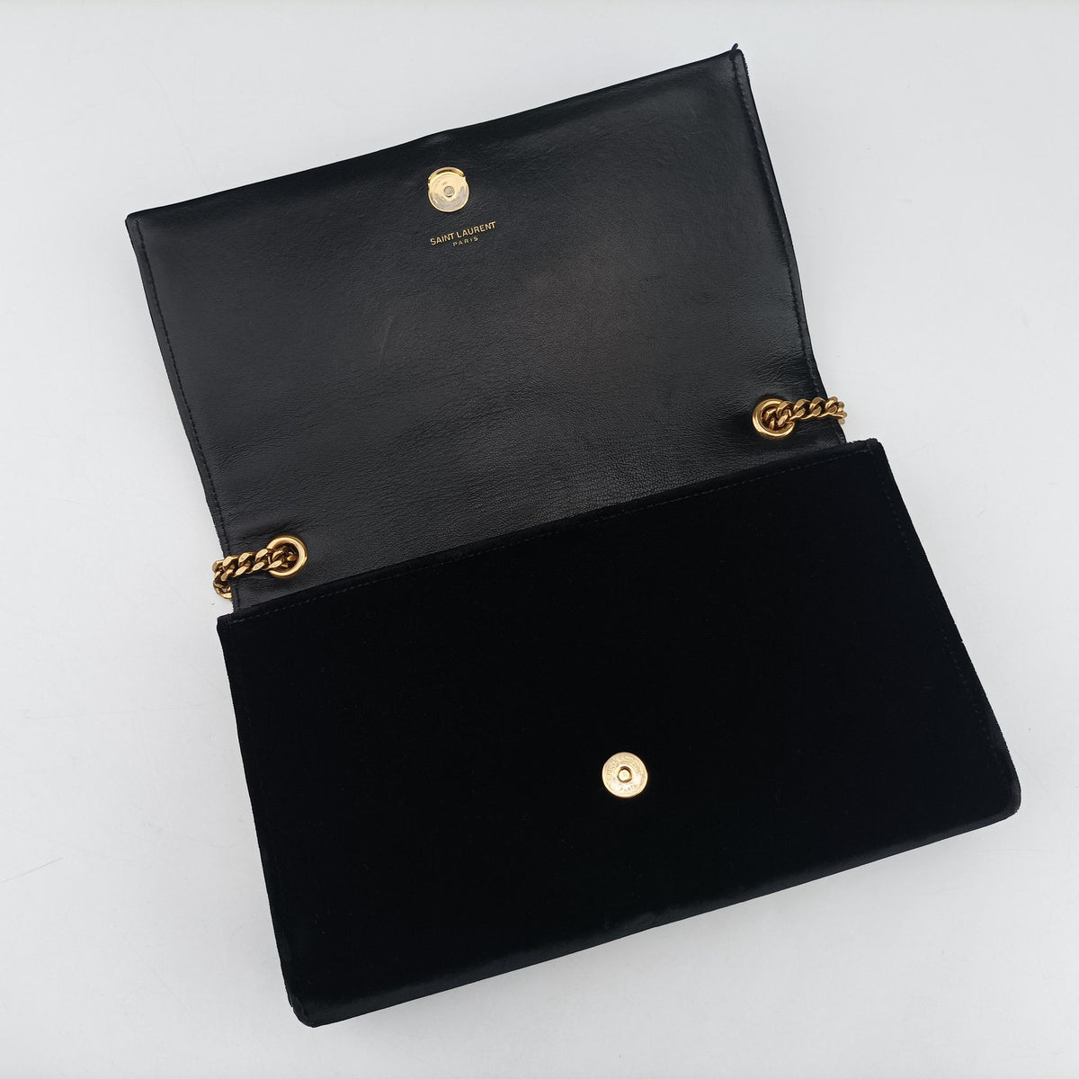 Pre-owned Yves Saint Laurent KATE Black velour 354119 shoulderbag | stylenewstar