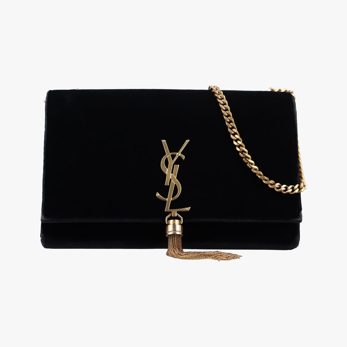 Pre-owned Yves Saint Laurent KATE Black velour 354119 shoulderbag | stylenewstar