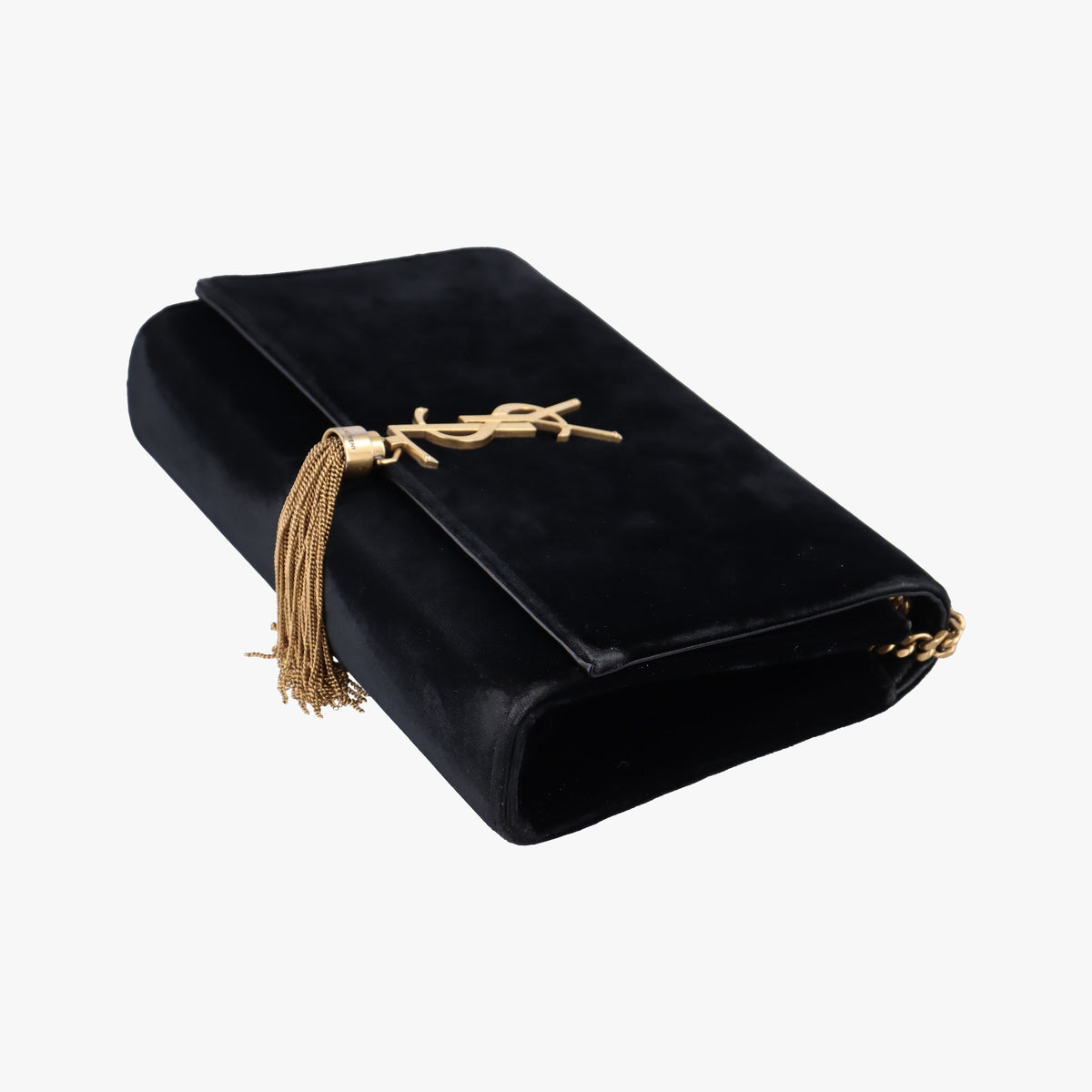 Pre-owned Yves Saint Laurent KATE Black velour 354119 shoulderbag | stylenewstar