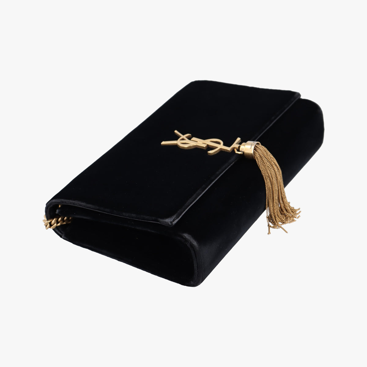 Pre-owned Yves Saint Laurent KATE Black velour 354119 shoulderbag | stylenewstar