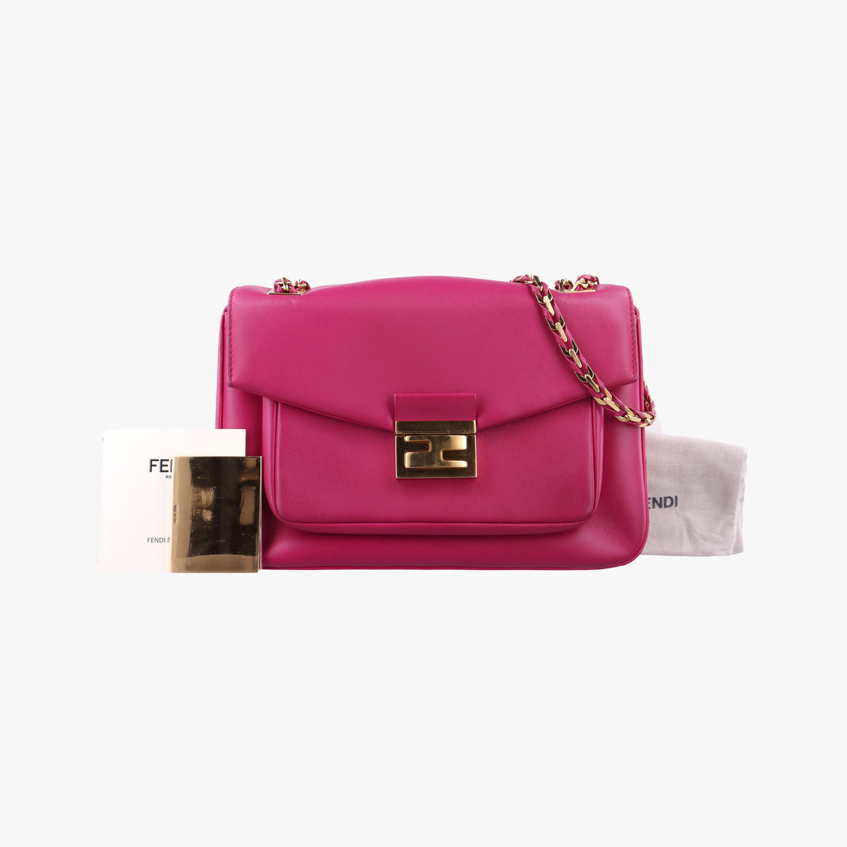 Pre-owned Fendi Be Baguette Rose Leather 8BR677 shoulderbag | stylenewstar