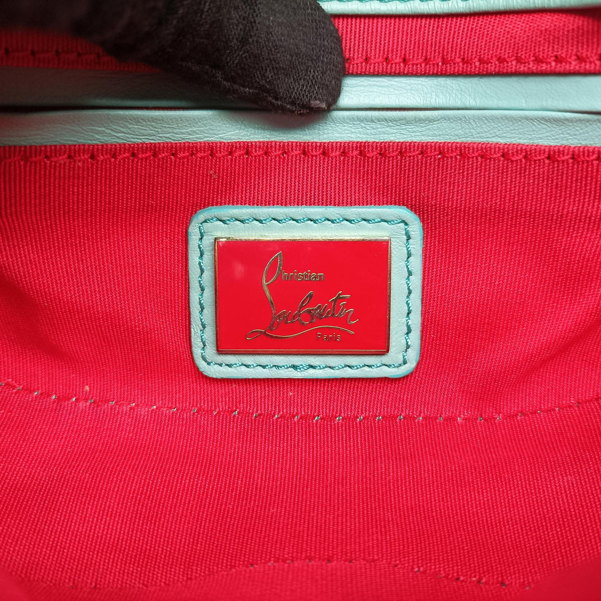 Secondhand Christian Louboutin Sweet Charity Scarabe Spike Green Patent Leather  shoulderbag | stylenewstar