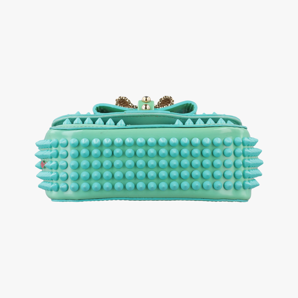Secondhand Christian Louboutin Sweet Charity Scarabe Spike Green Patent Leather  shoulderbag | stylenewstar