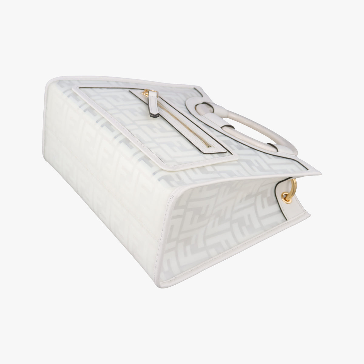 Pre-owned Fendi Runaway Shopper White PVC coated canvas 8BH353 shoulderbag | stylenewstar