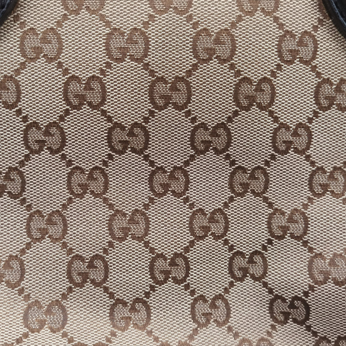 Pre-owned Gucci Bamboo Beige×Brown Canvas×Leather 282317 handbag | stylenewstar