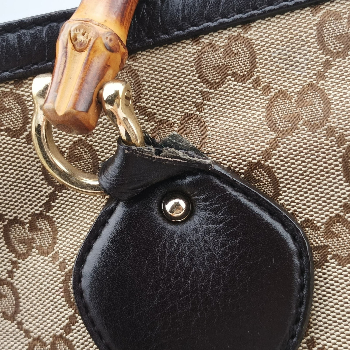 Pre-owned Gucci Bamboo Beige×Brown Canvas×Leather 282317 handbag | stylenewstar