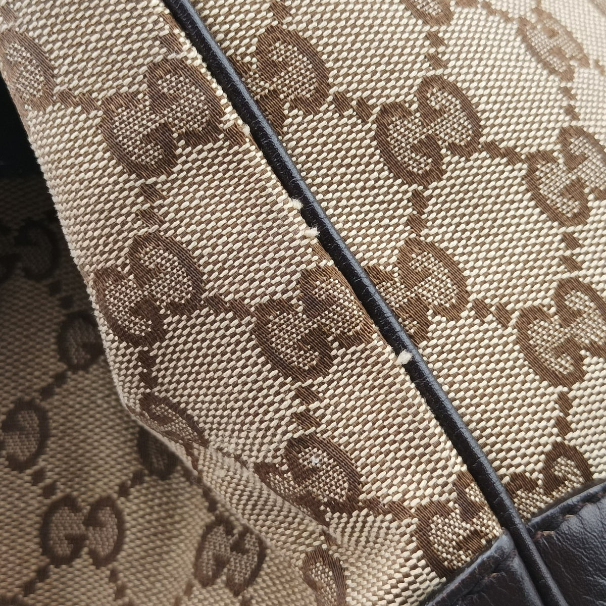 Pre-owned Gucci Bamboo Beige×Brown Canvas×Leather 282317 handbag | stylenewstar