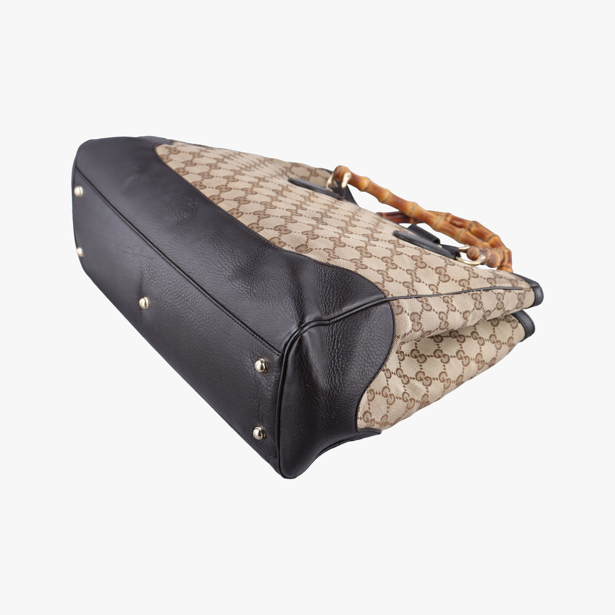 Pre-owned Gucci Bamboo Beige×Brown Canvas×Leather 282317 handbag | stylenewstar