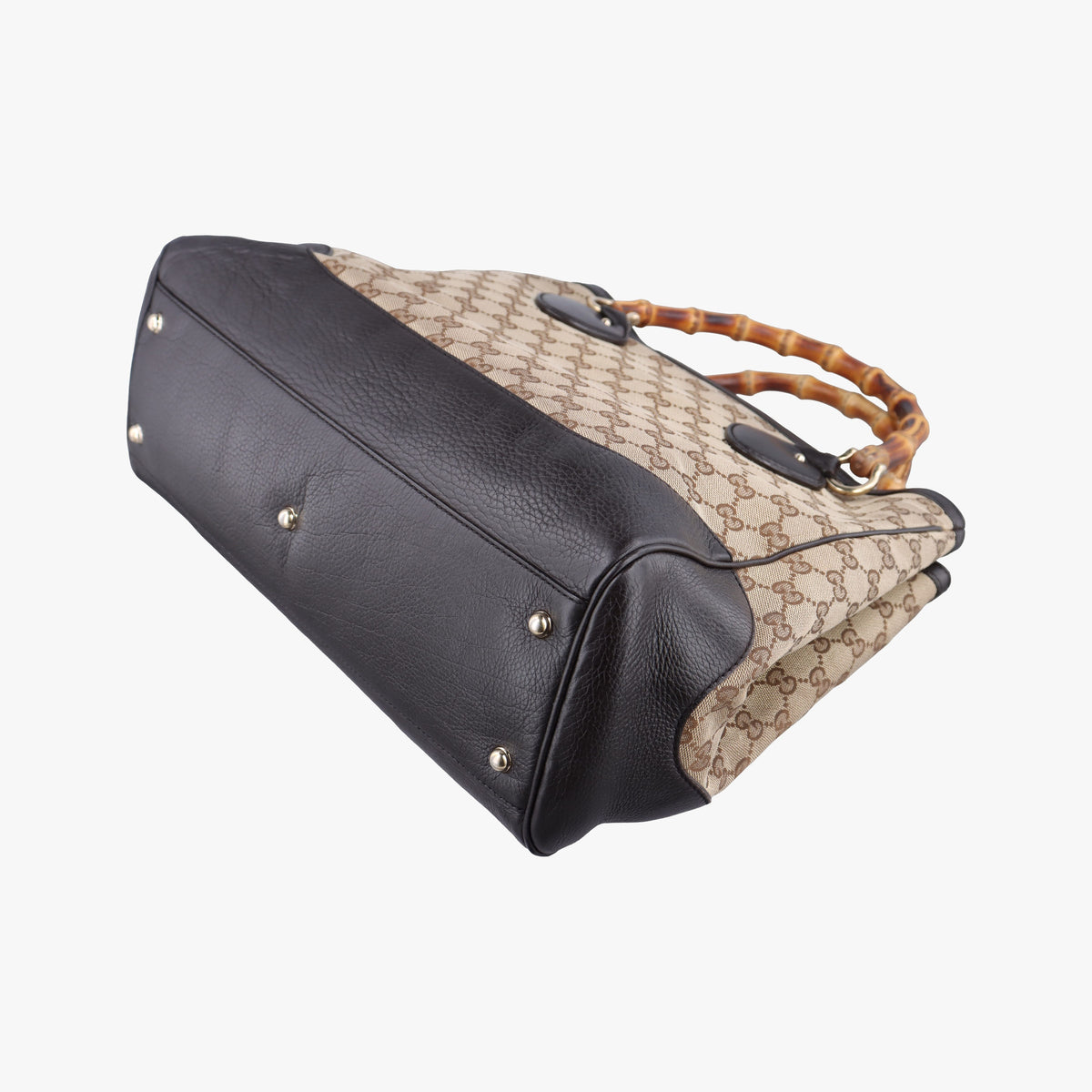 Pre-owned Gucci Bamboo Beige×Brown Canvas×Leather 282317 handbag | stylenewstar