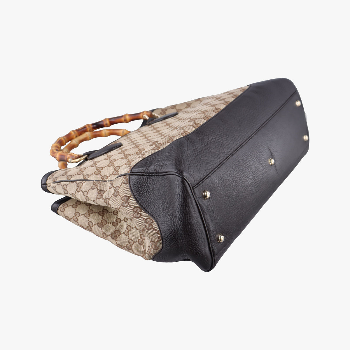 Pre-owned Gucci Bamboo Beige×Brown Canvas×Leather 282317 handbag | stylenewstar