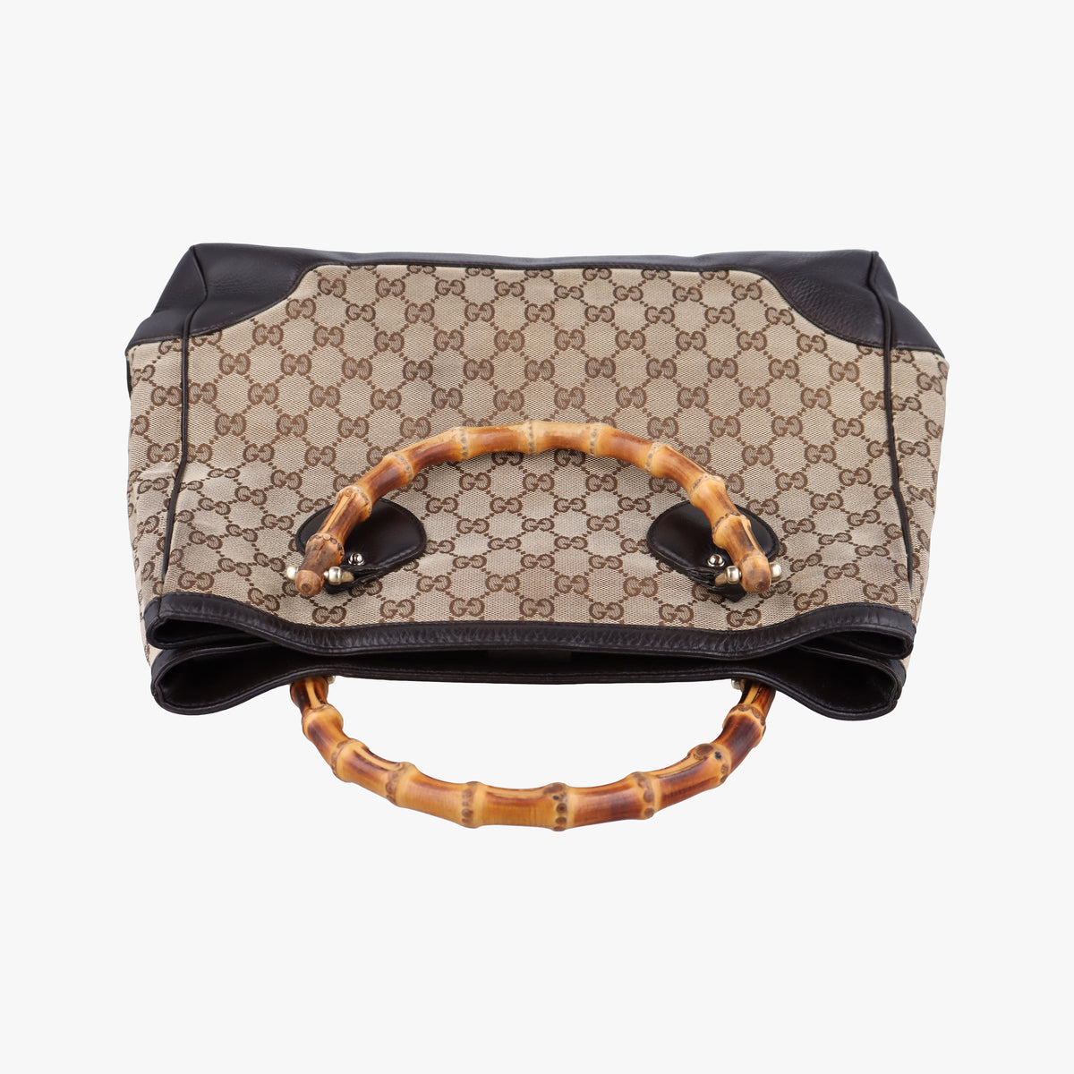 Pre-owned Gucci Bamboo Beige×Brown Canvas×Leather 282317 handbag | stylenewstar