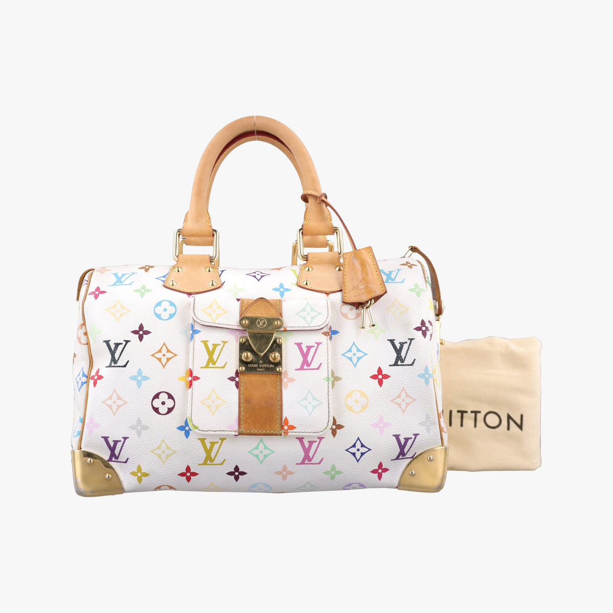 Secondhand Louis Vuitton Speedy 30 white Monogram Multicolor M92643 handbag | stylenewstar