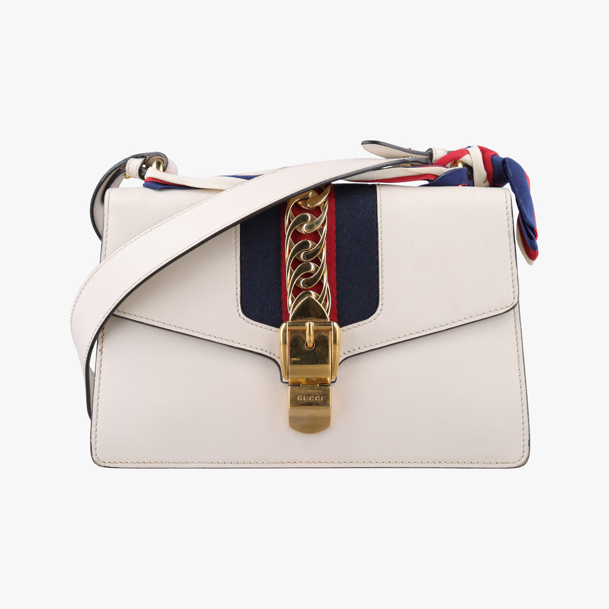 Pre-owned Gucci Sylvie White Leather 421882 shoulderbag | stylenewstar