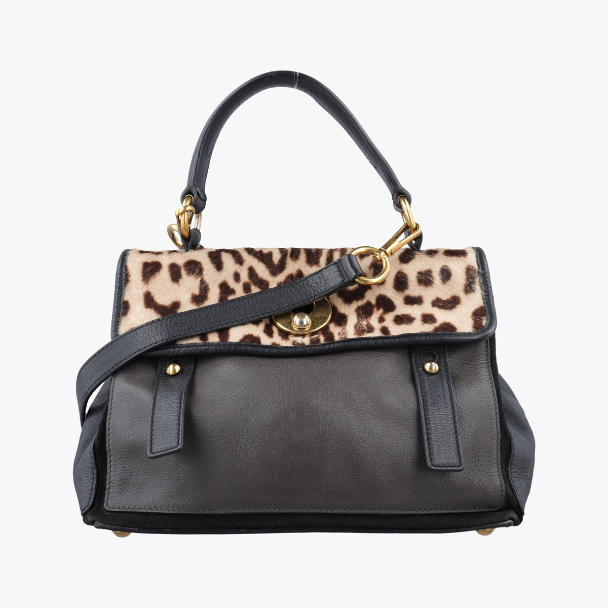 Secondhand Yves Saint Laurent Muse to Black×Brown Leather×ponyhair 283761 shoulderbag | stylenewstar