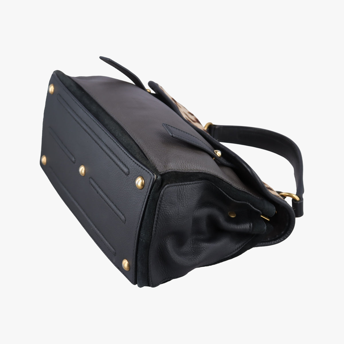 Secondhand Yves Saint Laurent Muse to Black×Brown Leather×ponyhair 283761 shoulderbag | stylenewstar