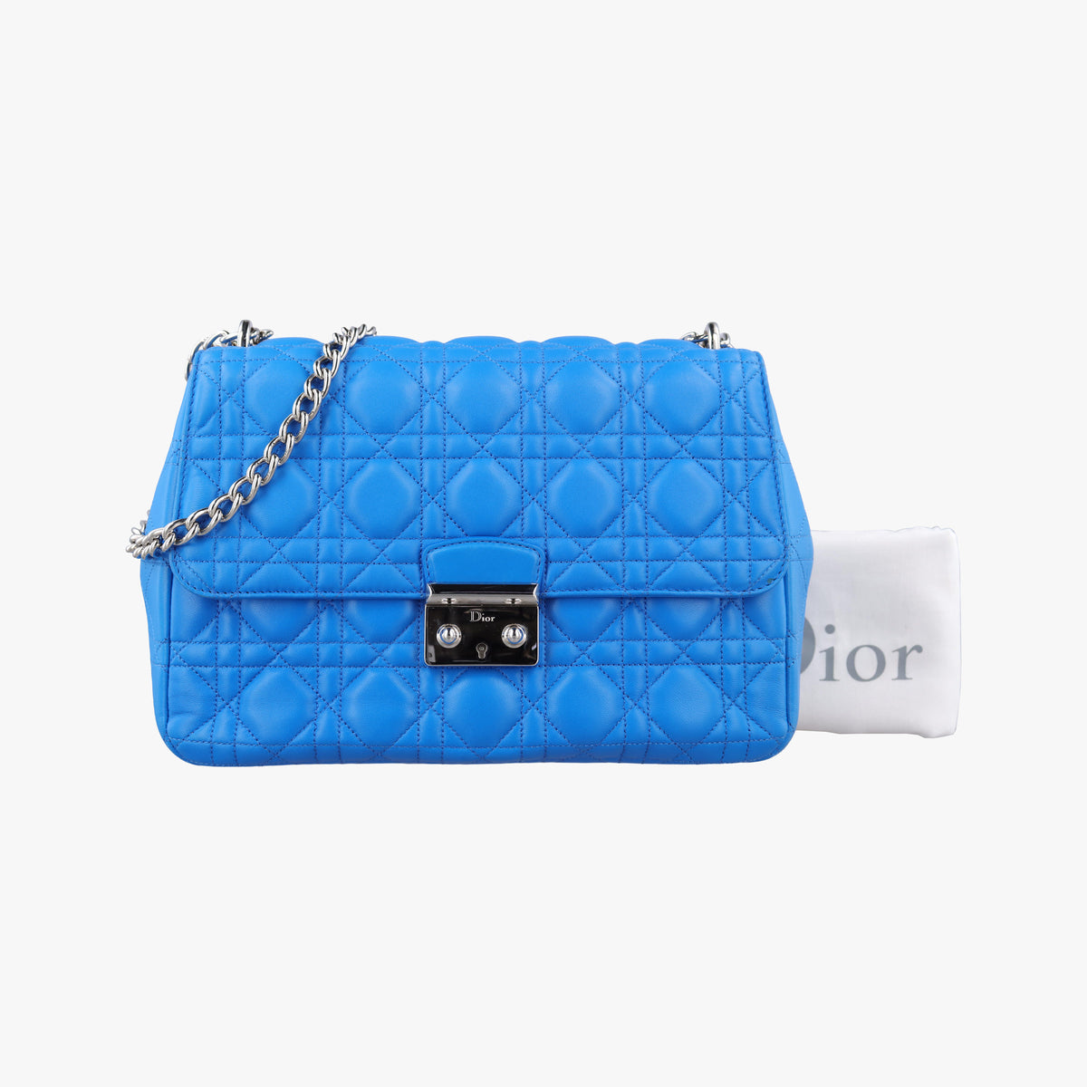 Pre-owned Christian Dior Miss Dior Canage Blue lambskin  shoulderbag | stylenewstar