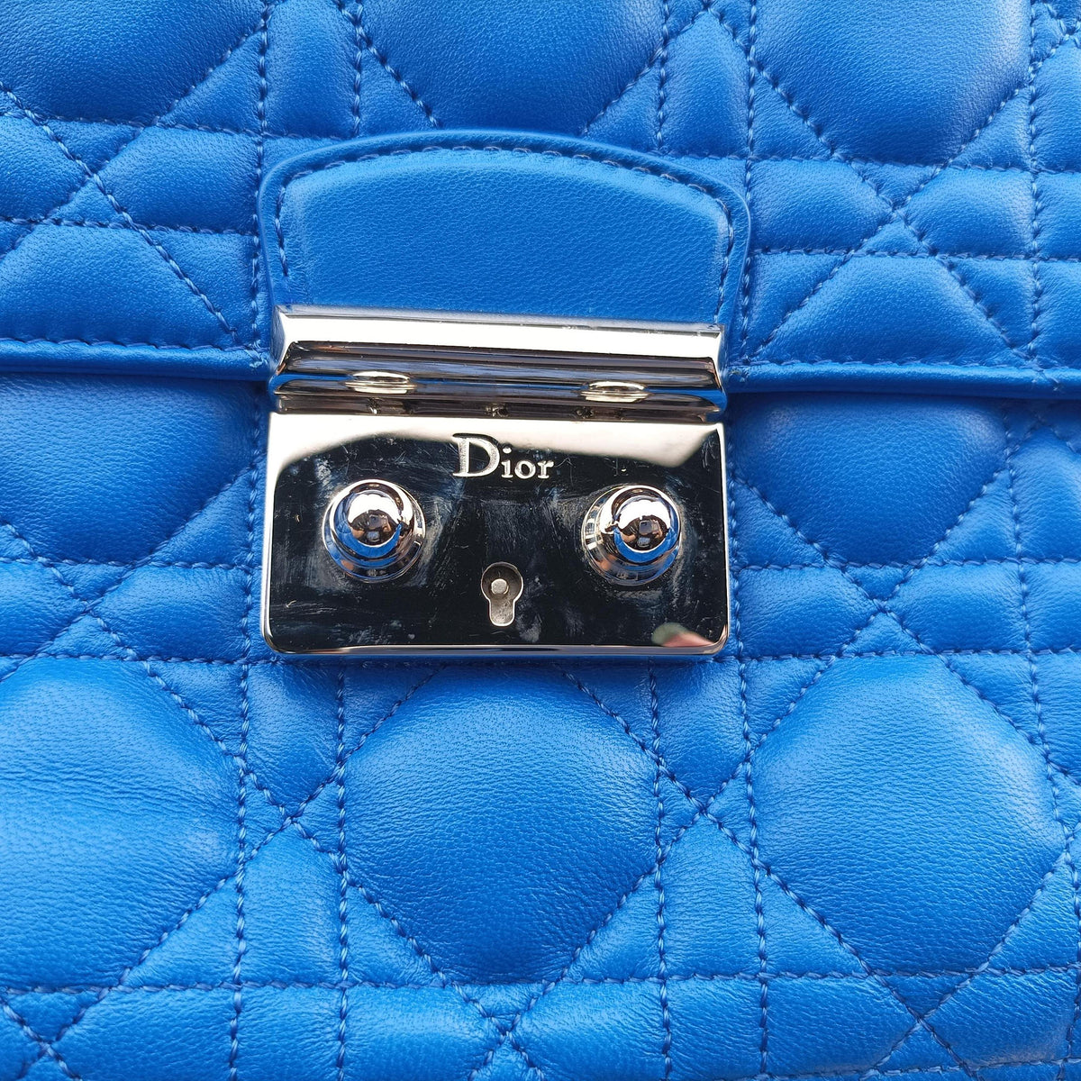 Pre-owned Christian Dior Miss Dior Canage Blue lambskin  shoulderbag | stylenewstar