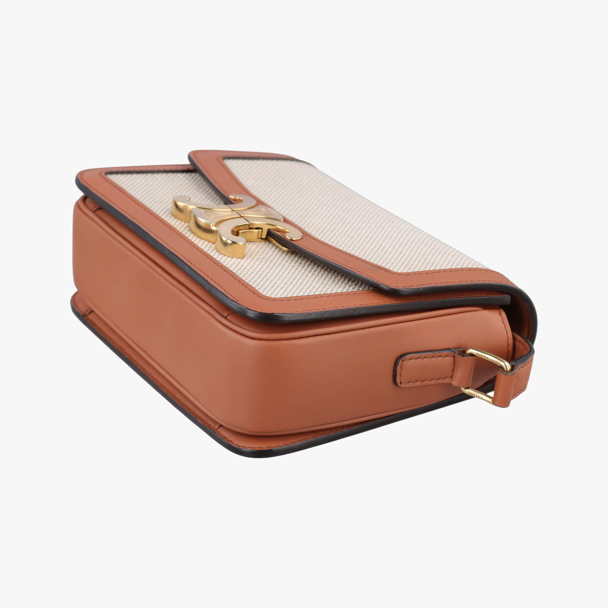 Pre-owned Celine Teen Triomphe Ivory x Brown Textile x Leather  shoulderbag | stylenewstar