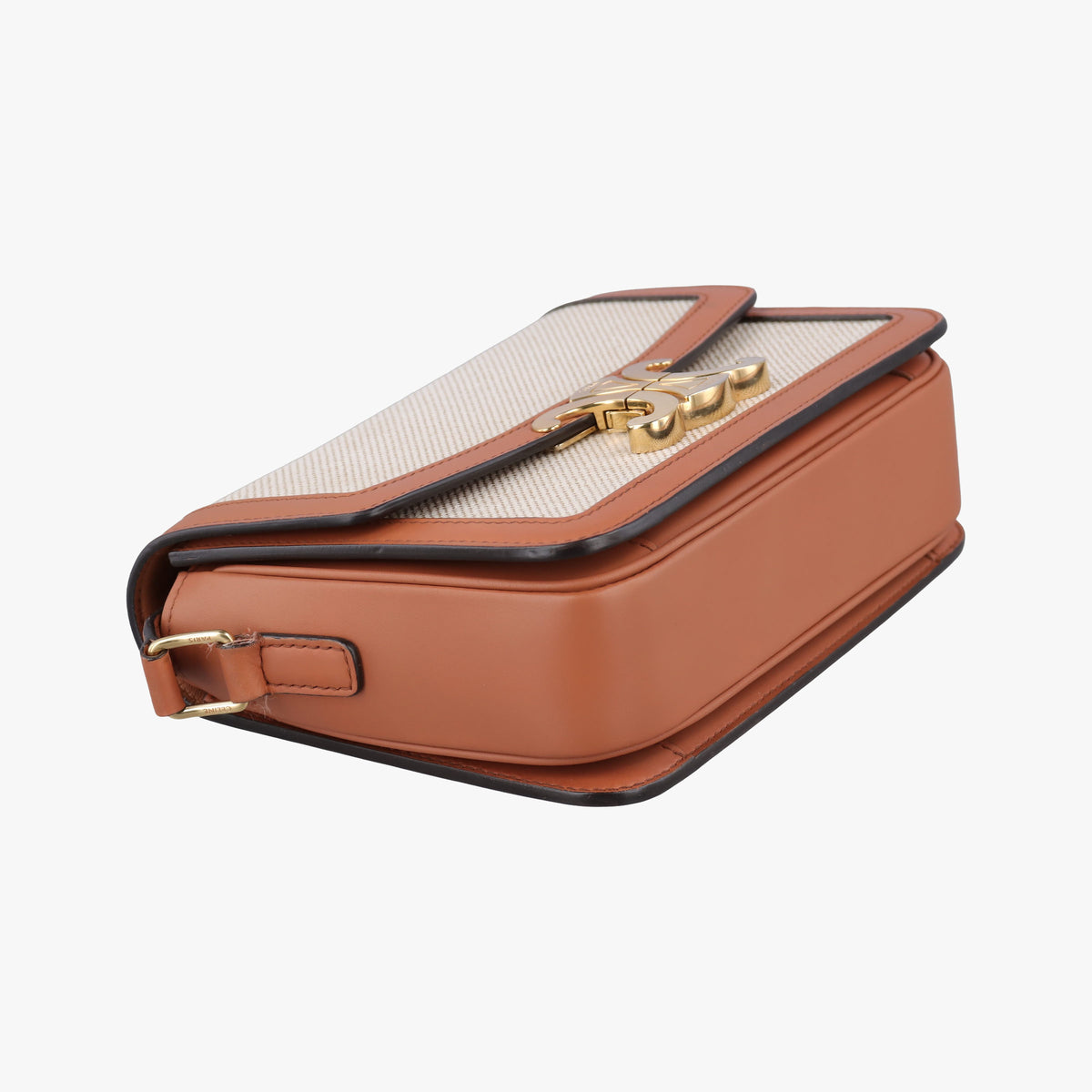 Pre-owned Celine Teen Triomphe Ivory x Brown Textile x Leather  shoulderbag | stylenewstar