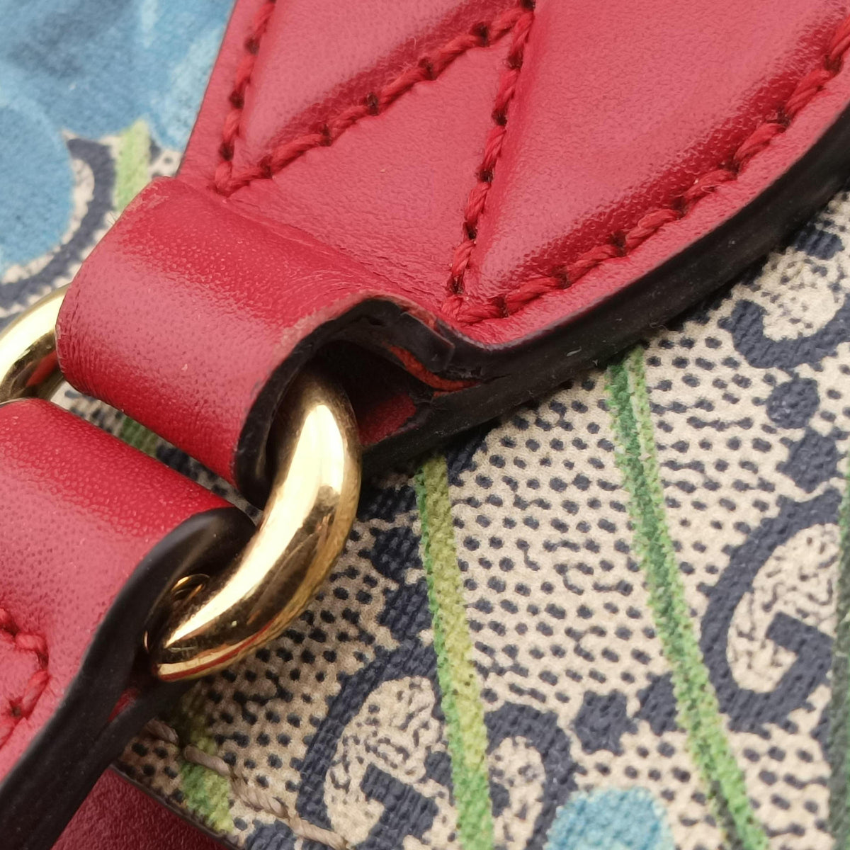 Secondhand Gucci GG Blooms beige×Red×Multicolour PVC coated canvas 546315 handbag | stylenewstar