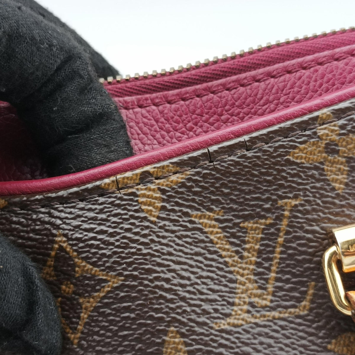 Pre-owned Louis Vuitton PALLAS Brown×AURORE Monogram Canvas×calf leather M40906 shoulderbag | stylenewstar