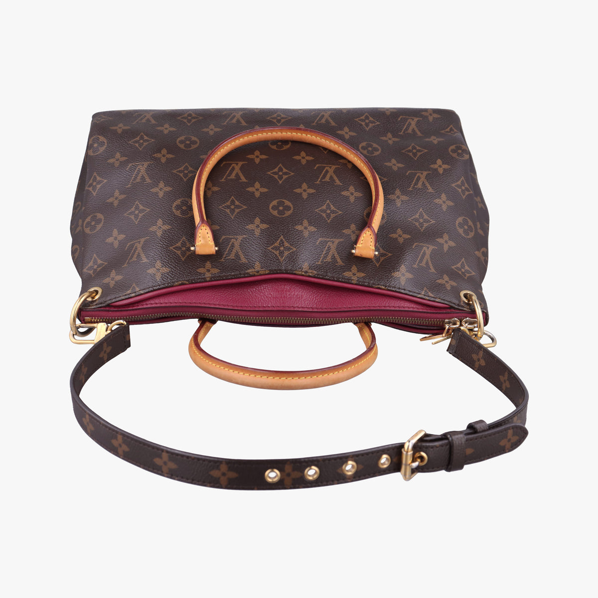 Pre-owned Louis Vuitton PALLAS Brown×AURORE Monogram Canvas×calf leather M40906 shoulderbag | stylenewstar