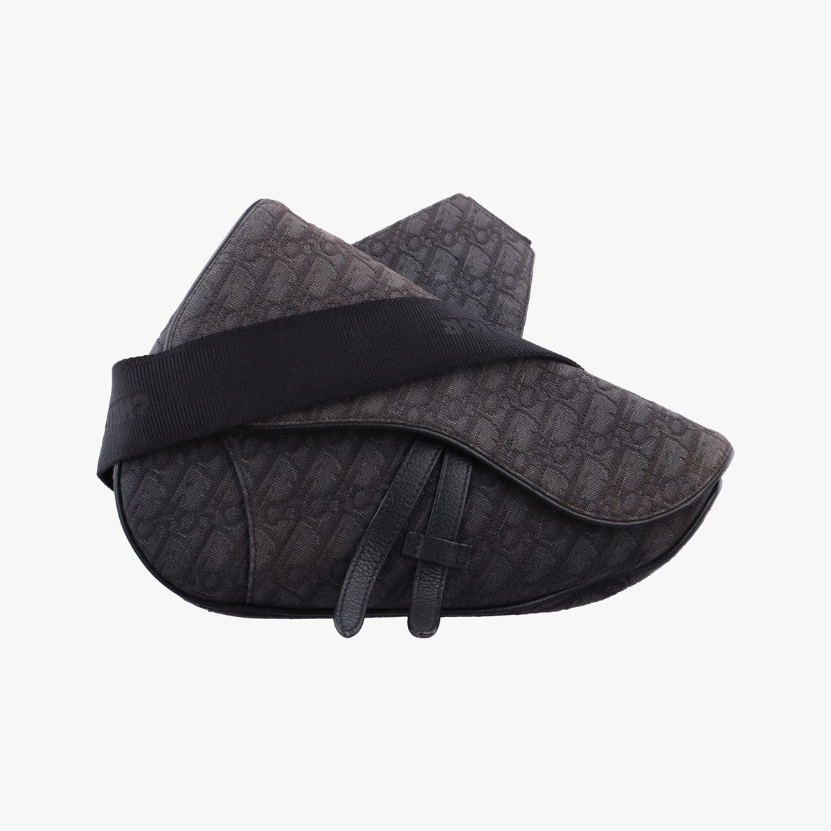 Pre-owned Christian Dior Saddle Black Jacquard×Leather  bum bag/waist bag | stylenewstar