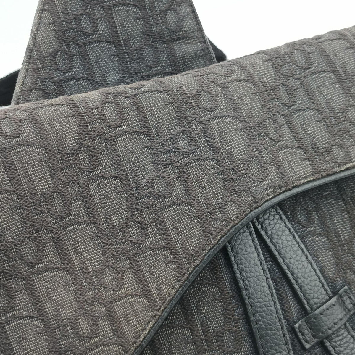 Pre-owned Christian Dior Saddle Black Jacquard×Leather  bum bag/waist bag | stylenewstar