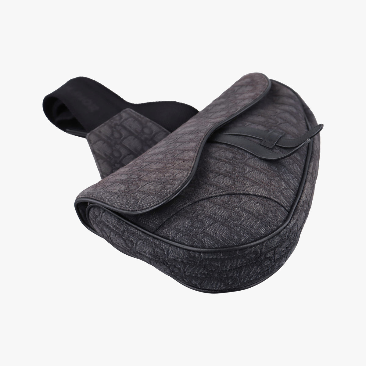 Pre-owned Christian Dior Saddle Black Jacquard×Leather  bum bag/waist bag | stylenewstar