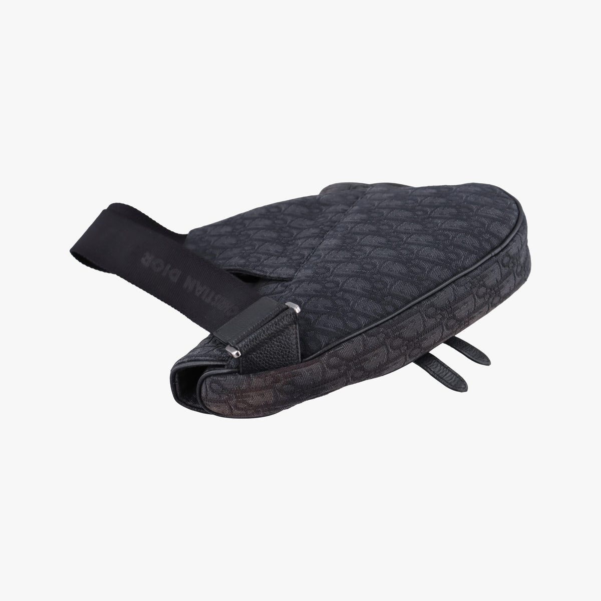 Pre-owned Christian Dior Saddle Black Jacquard×Leather  bum bag/waist bag | stylenewstar