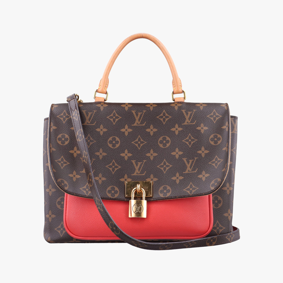 Secondhand Louis Vuitton MARIGNAN Brown × Coquelicot Monogram Canvas×calf leather M44286 shoulderbag | stylenewstar