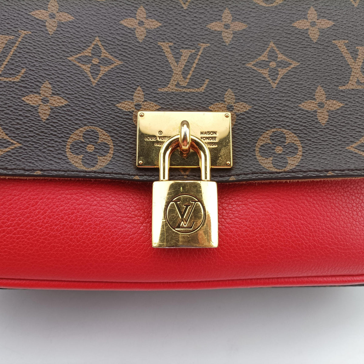Secondhand Louis Vuitton MARIGNAN Brown × Coquelicot Monogram Canvas×calf leather M44286 shoulderbag | stylenewstar