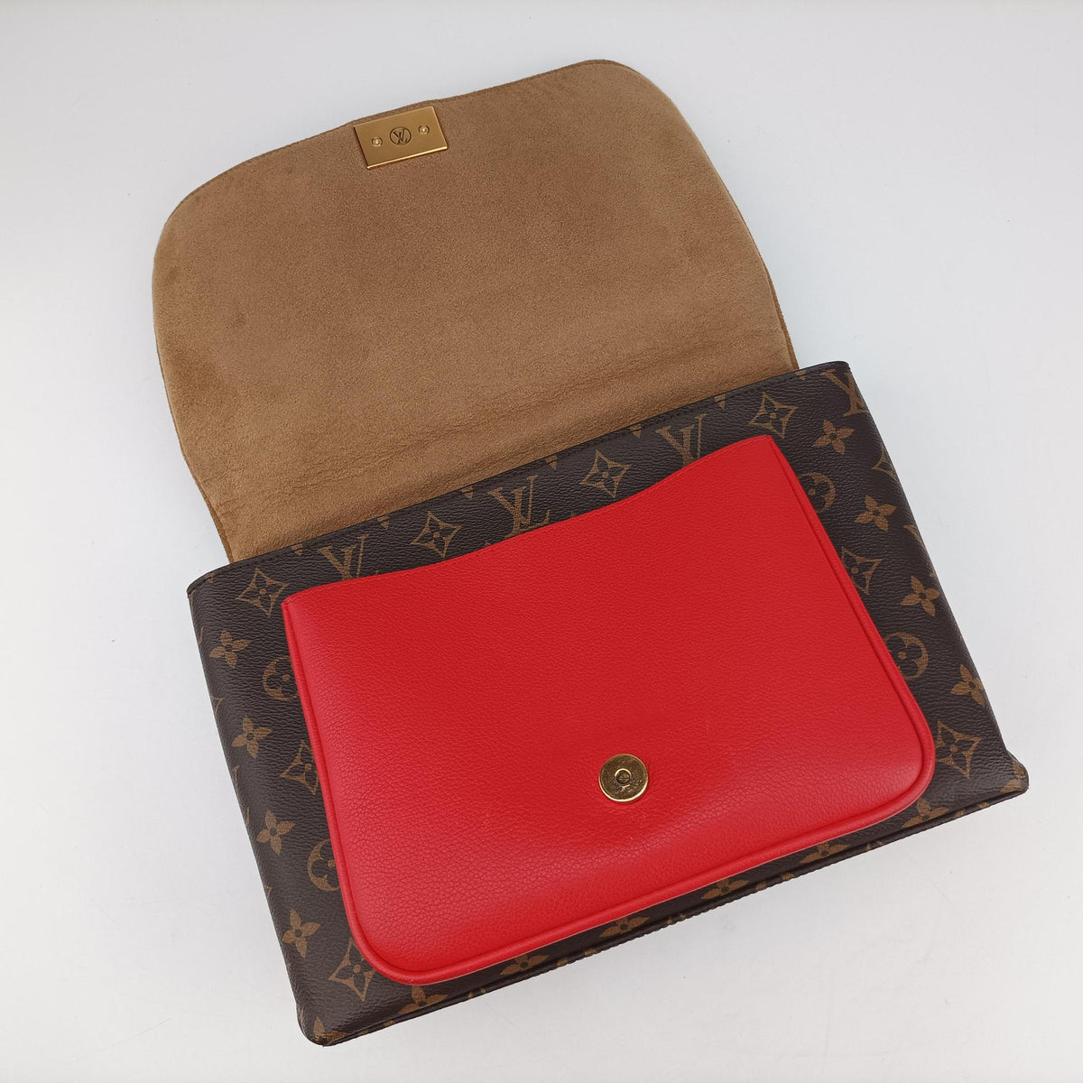 Secondhand Louis Vuitton MARIGNAN Brown × Coquelicot Monogram Canvas×calf leather M44286 shoulderbag | stylenewstar