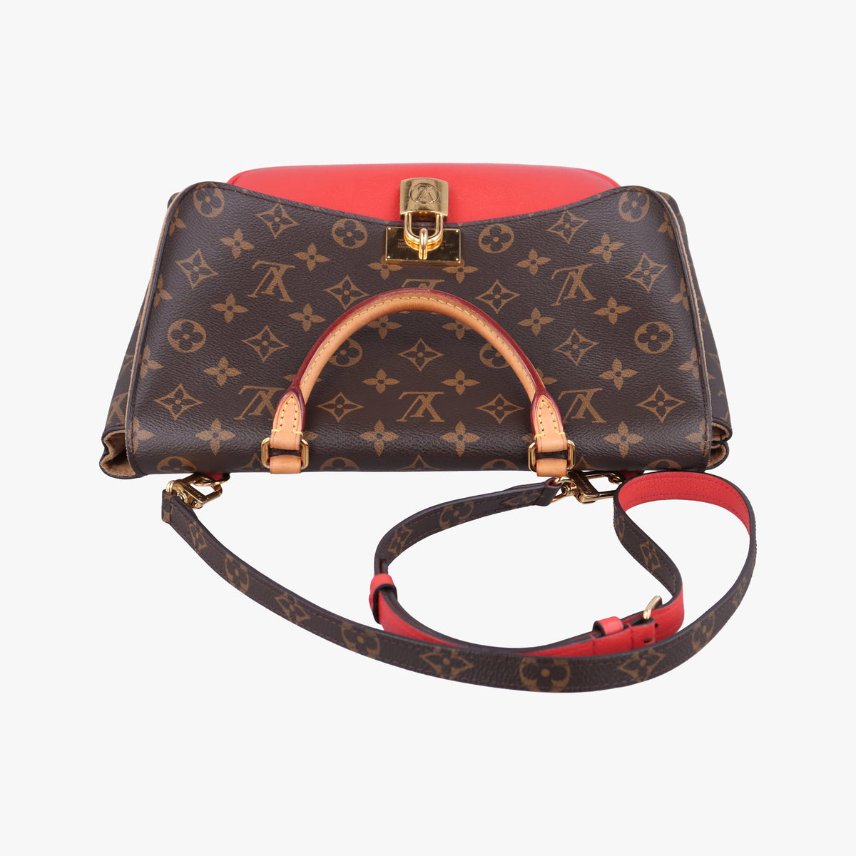 Secondhand Louis Vuitton MARIGNAN Brown × Coquelicot Monogram Canvas×calf leather M44286 shoulderbag | stylenewstar
