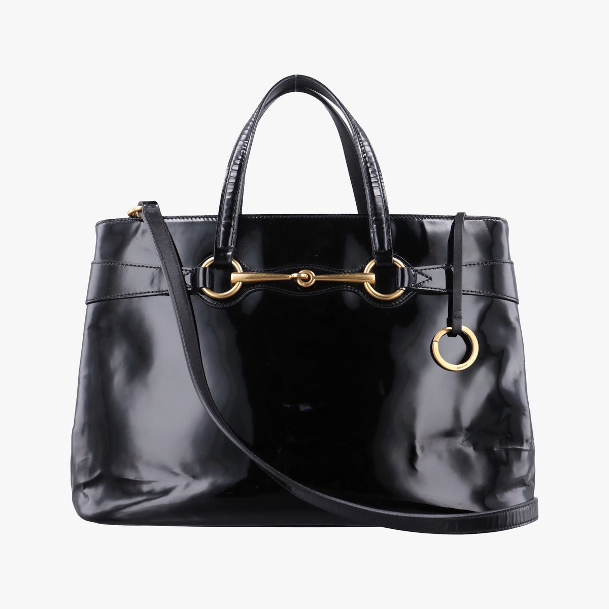 Pre-owned Gucci Bright Bit Black Patent 319795 shoulderbag | stylenewstar