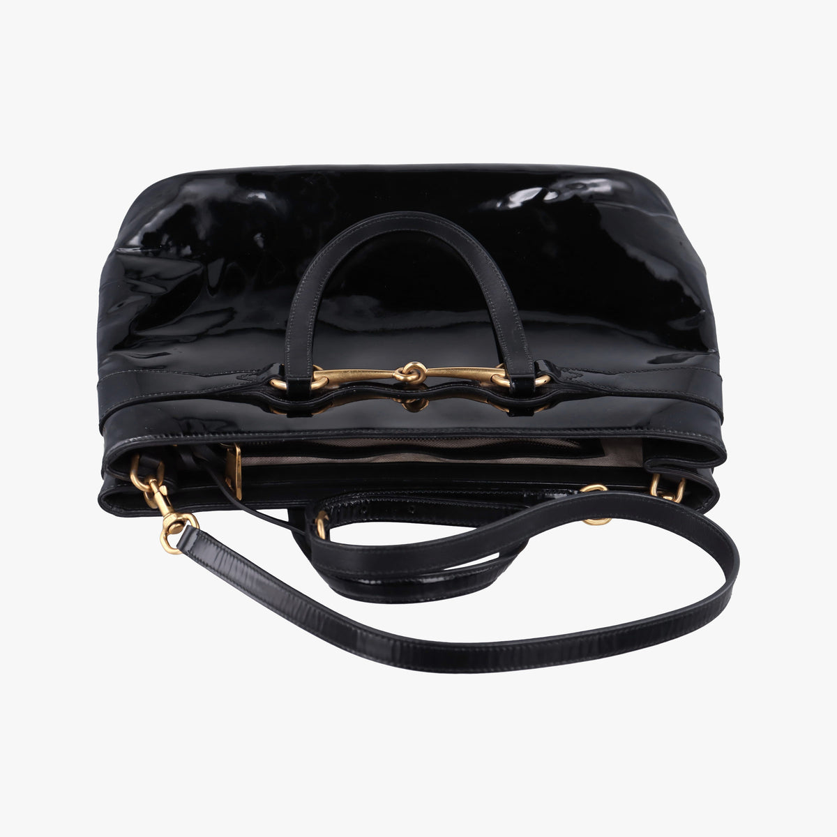 Pre-owned Gucci Bright Bit Black Patent 319795 shoulderbag | stylenewstar