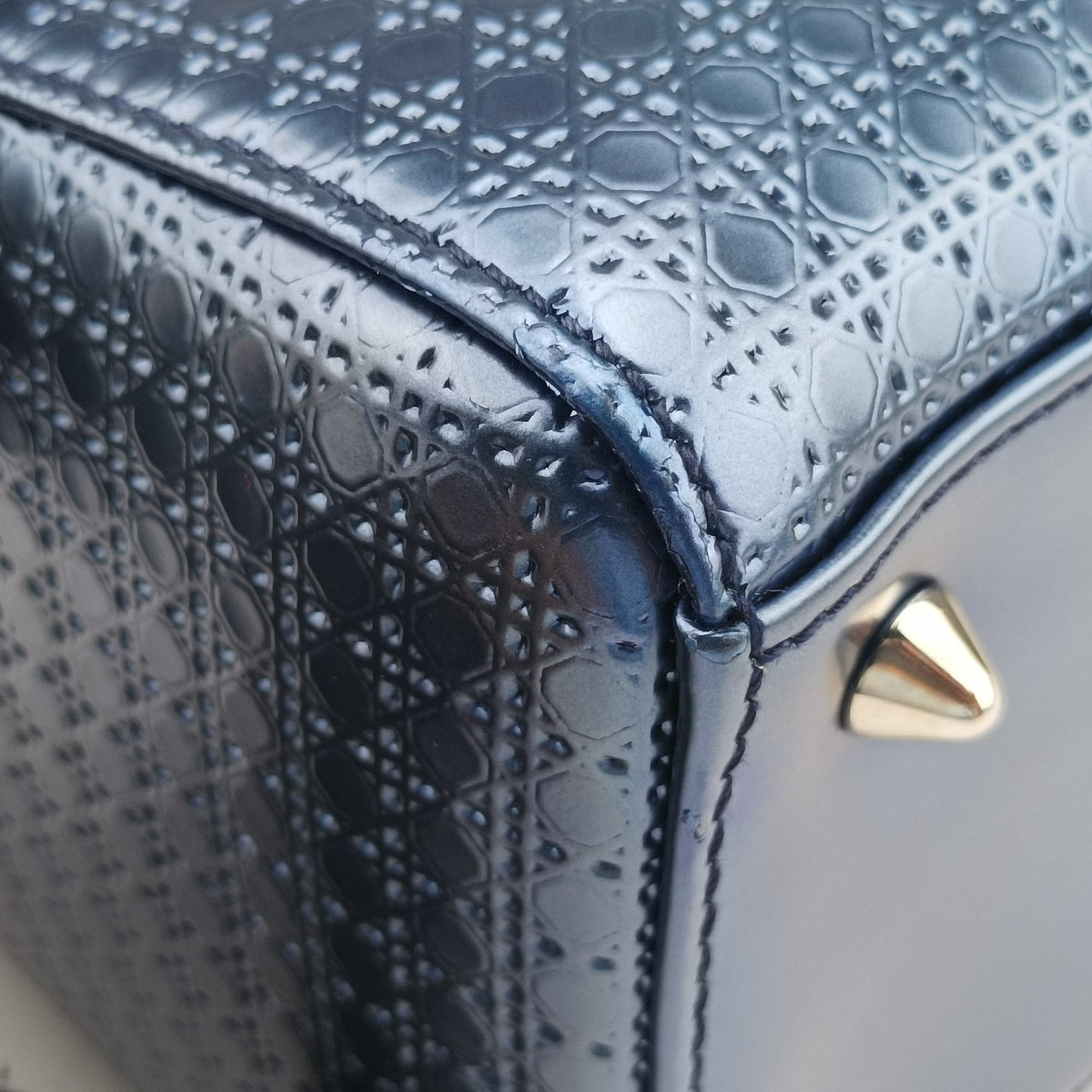 Vintage Christian Dior Lady Dior Blue Enamel  shoulderbag | stylenewstar