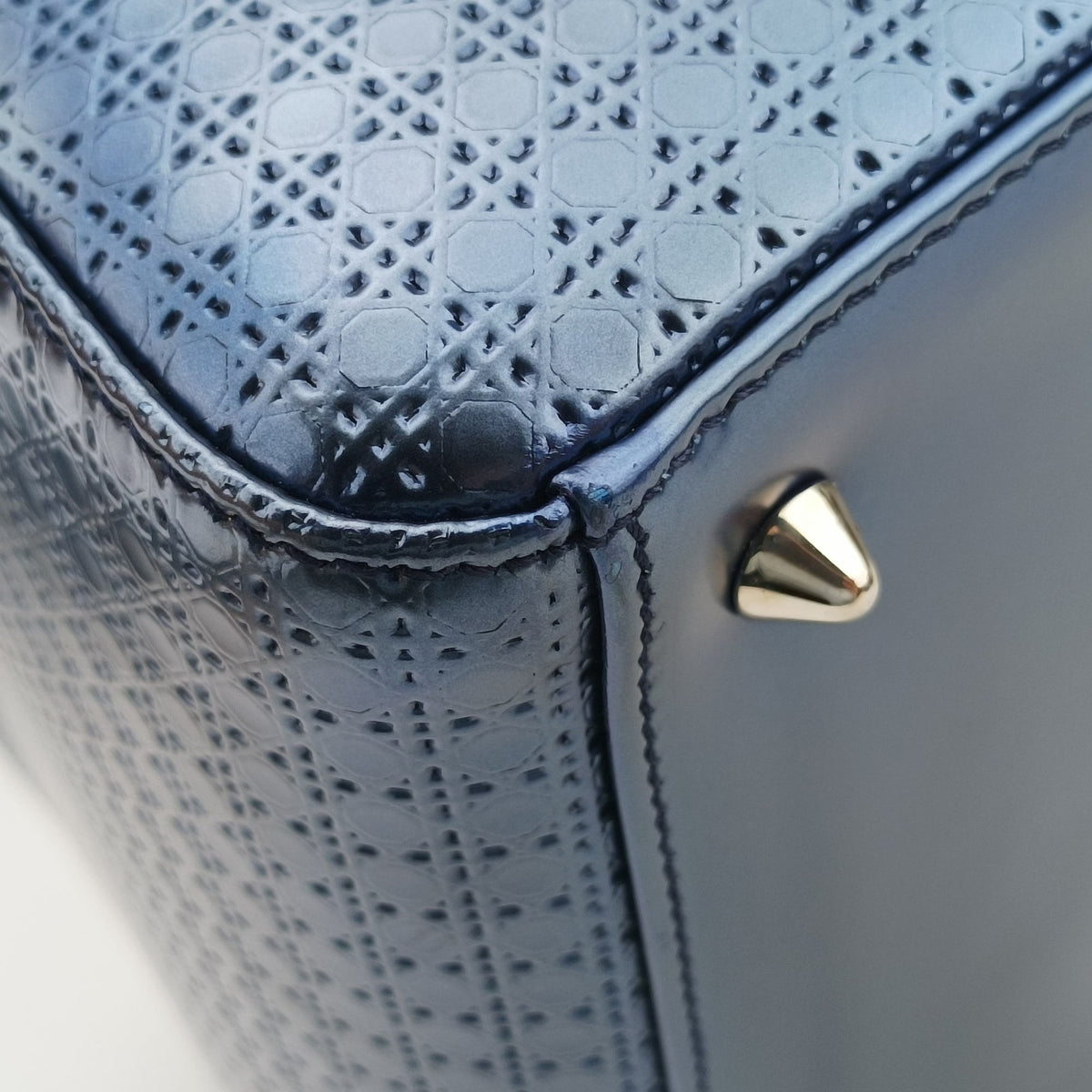 Vintage Christian Dior Lady Dior Blue Enamel  shoulderbag | stylenewstar