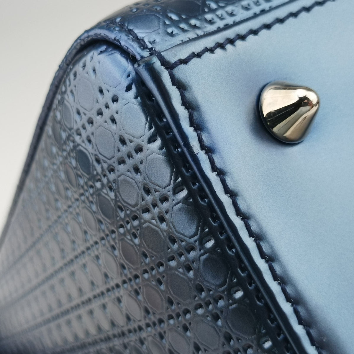 Vintage Christian Dior Lady Dior Blue Enamel  shoulderbag | stylenewstar