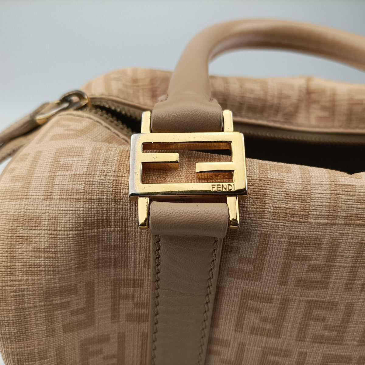 Vintage Fendi Zucchino boston Beige PVC coated canvas 8BL068 handbag | stylenewstar