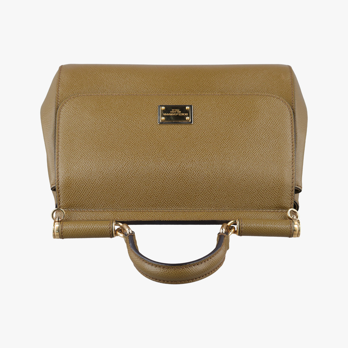 Pre-owned Dolce & Gabbana SICILY khaki Leather  shoulderbag | stylenewstar