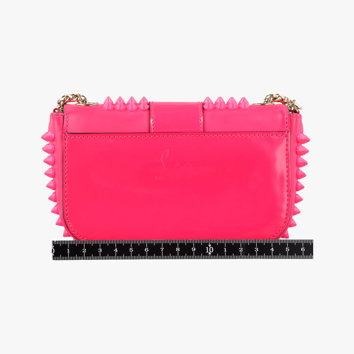 Pre-owned Christian Louboutin Sweet Charity Scarabe Spike Rose Patent Leather  shoulderbag | stylenewstar