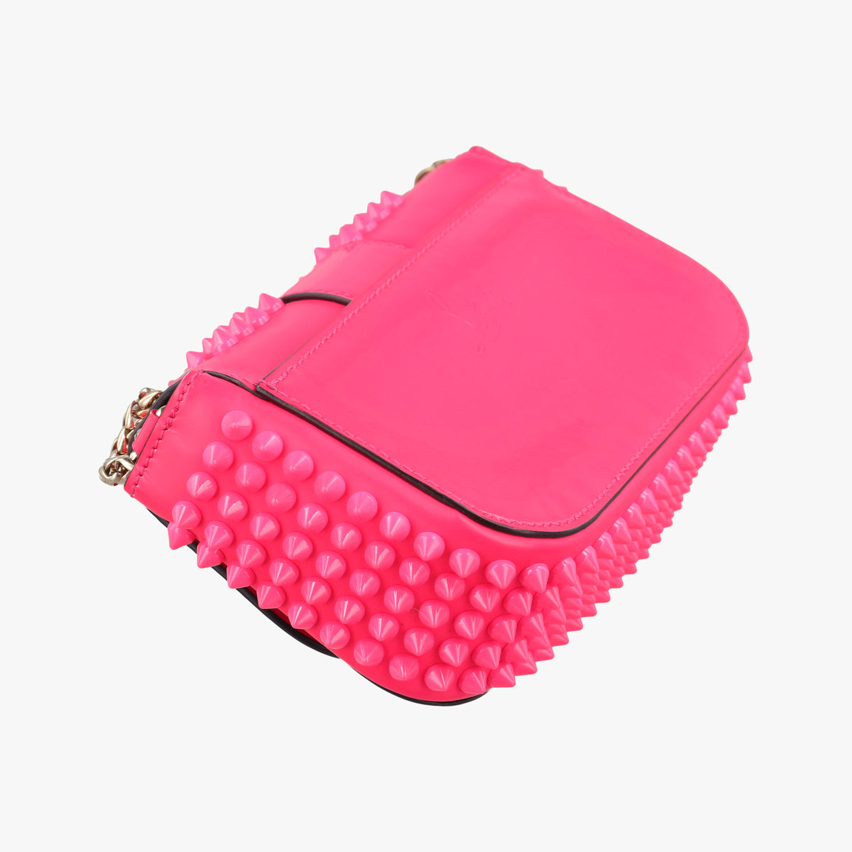Pre-owned Christian Louboutin Sweet Charity Scarabe Spike Rose Patent Leather  shoulderbag | stylenewstar