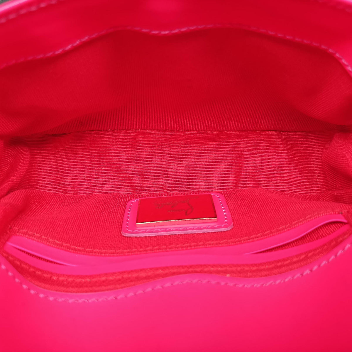 Pre-owned Christian Louboutin Sweet Charity Scarabe Spike Rose Patent Leather  shoulderbag | stylenewstar