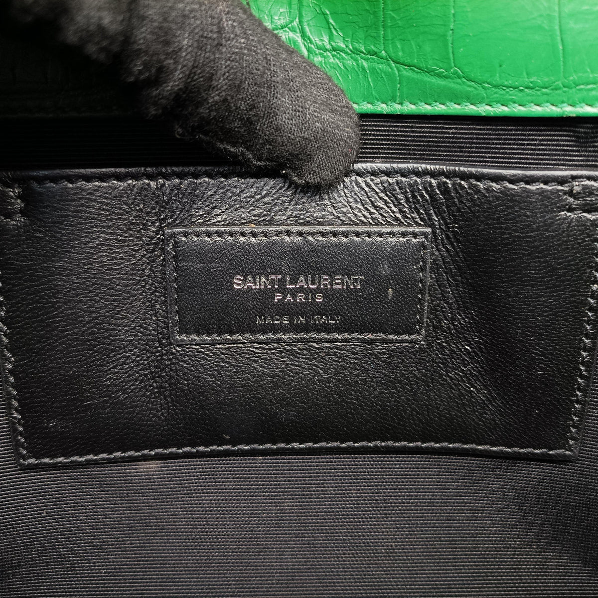 Pre-owned Yves Saint Laurent KATE Green Leather 354119 shoulderbag | stylenewstar