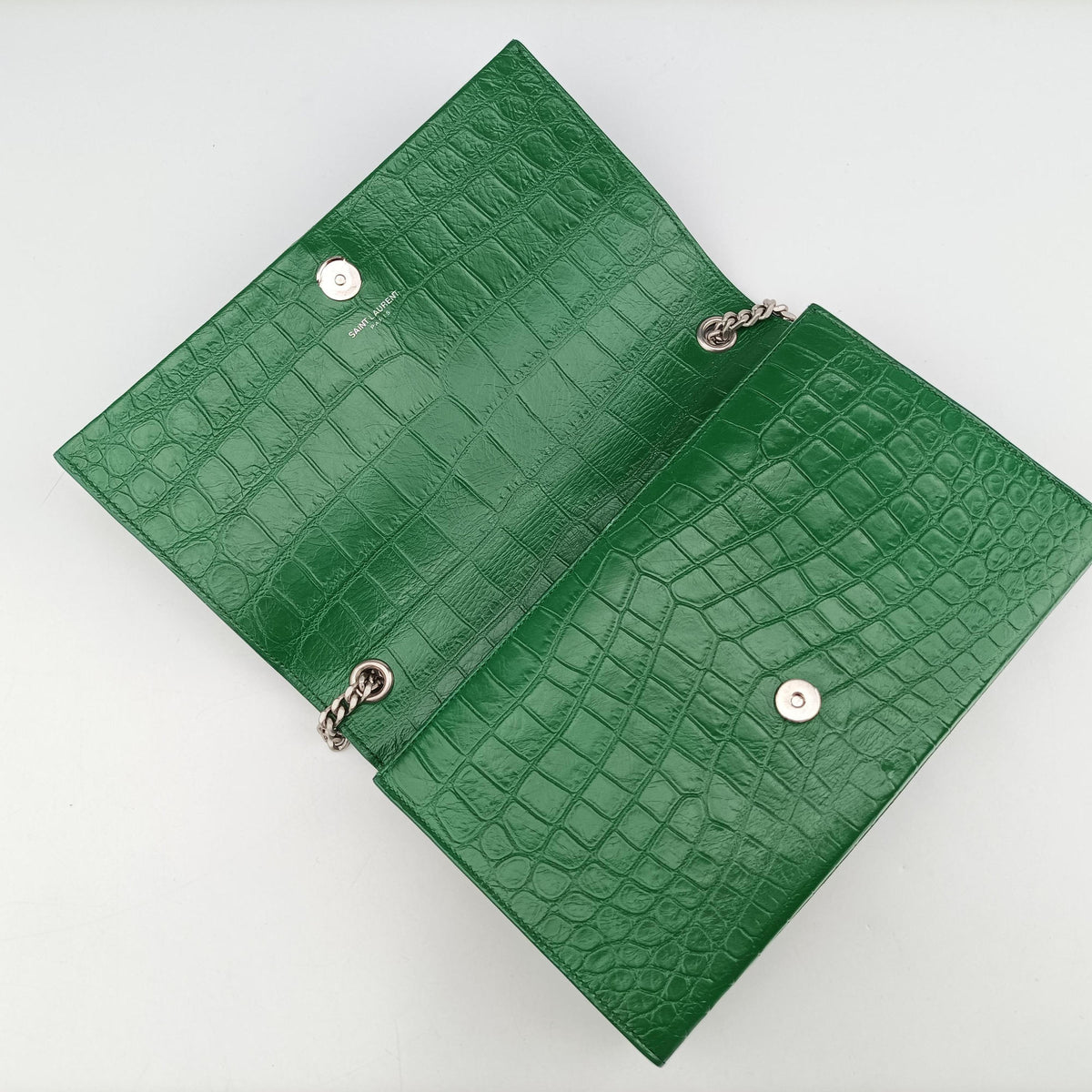 Pre-owned Yves Saint Laurent KATE Green Leather 354119 shoulderbag | stylenewstar