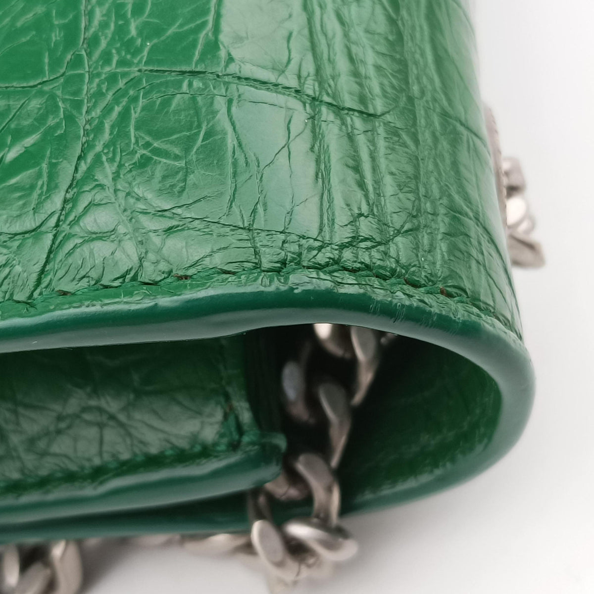Pre-owned Yves Saint Laurent KATE Green Leather 354119 shoulderbag | stylenewstar