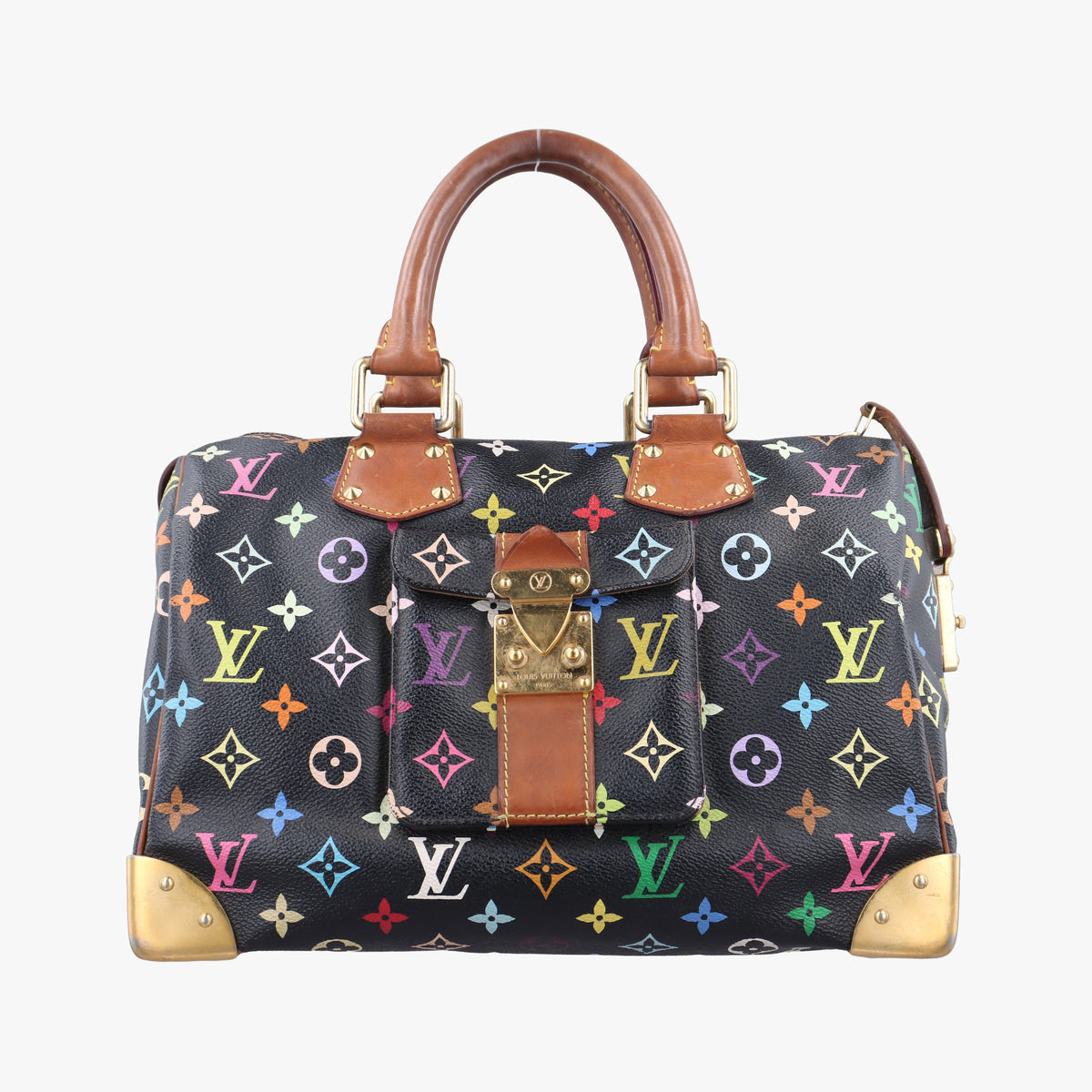 Pre-owned Louis Vuitton SPEEDY 30 noir Monogram Multicolor M92642 handbag | stylenewstar