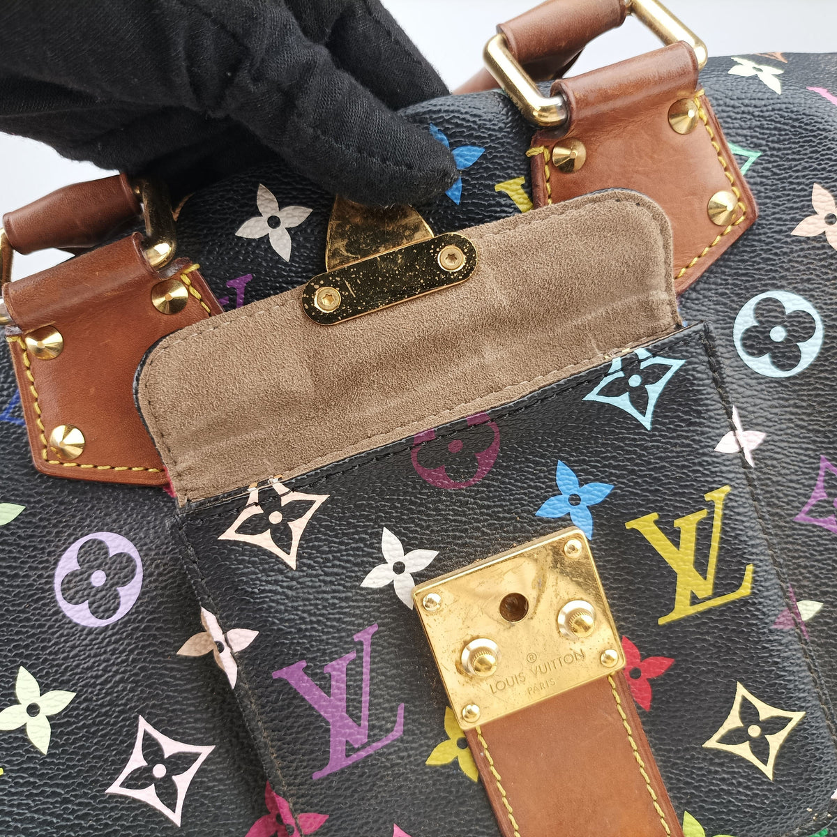 Pre-owned Louis Vuitton SPEEDY 30 noir Monogram Multicolor M92642 handbag | stylenewstar