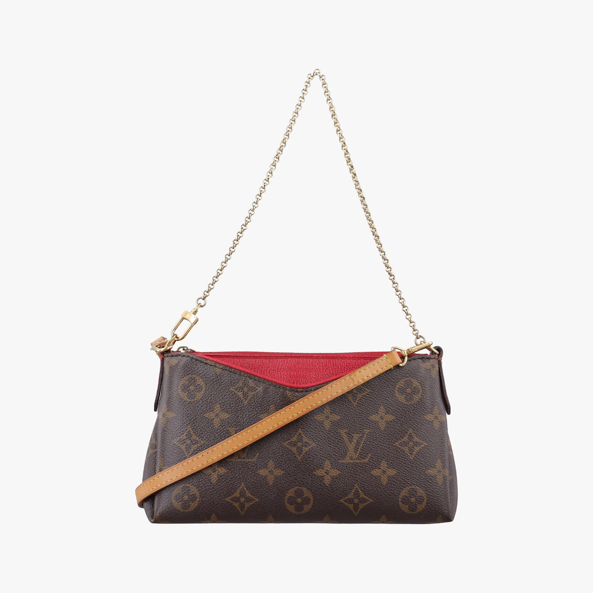 Vintage Louis Vuitton Pallas Clutch Brown x Cerise Monogram canvas M41638 shoulderbag | stylenewstar